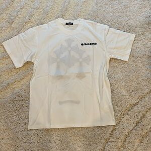 Chrome Hearts White T-Shirt Triple Cross Patch Back for Men Size Large